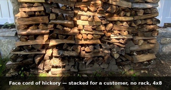 Face cord hickory hardwood