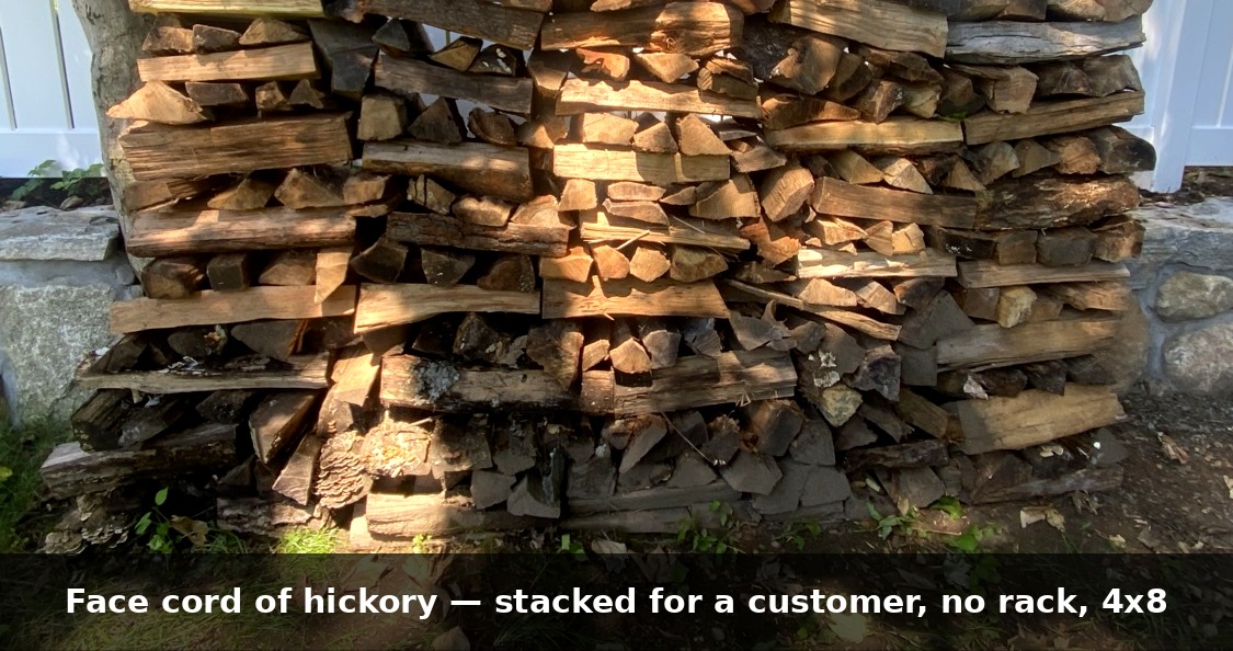 Face cord hickory hardwood