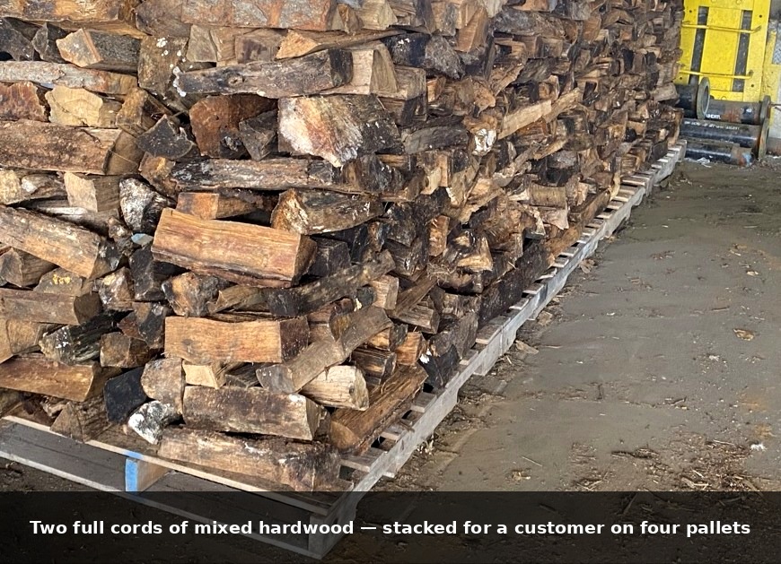 2 Full cords mixed hardwood — Customer stack on four pallets